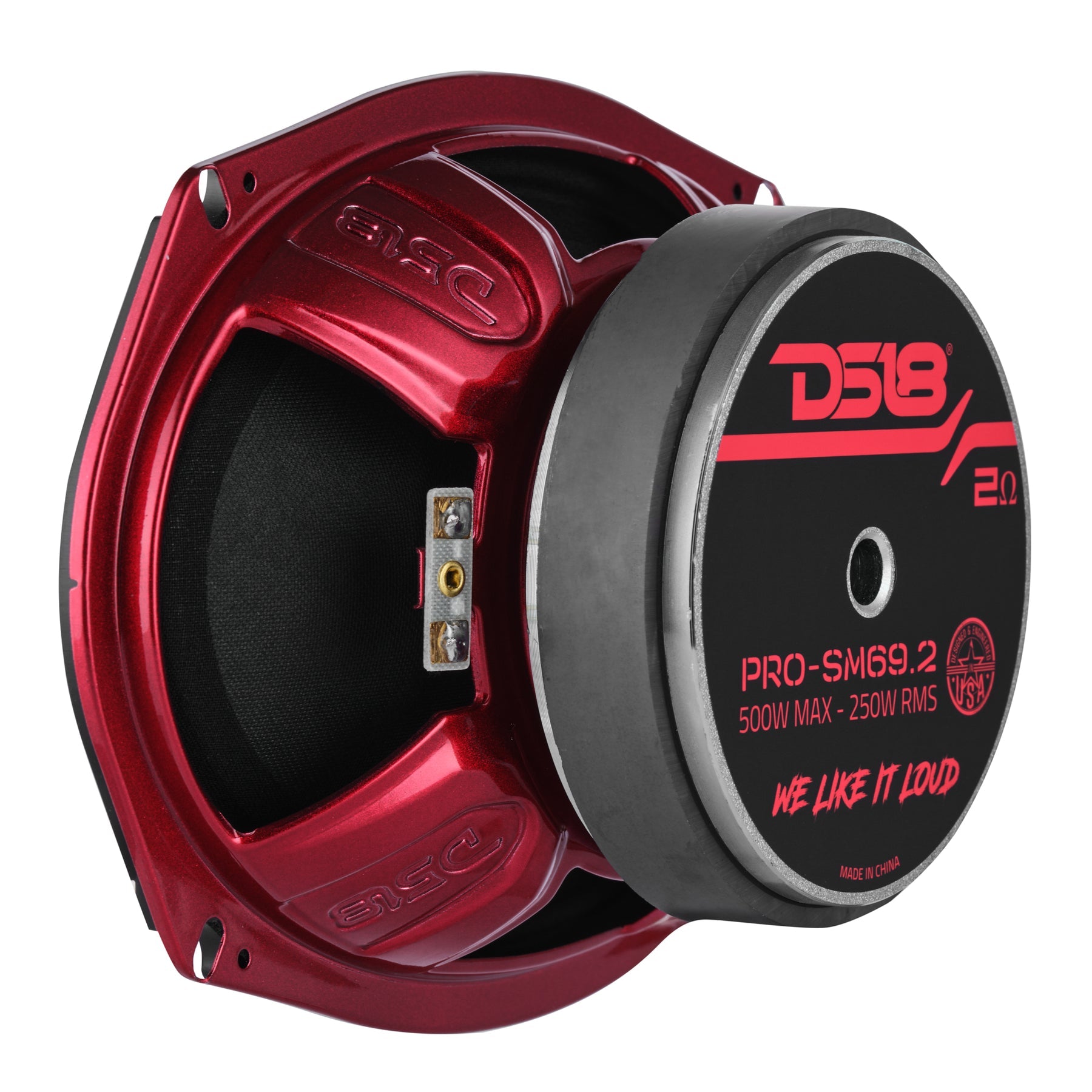 DS18 PRO-SM69.2 rear view showing magnet and steel basket