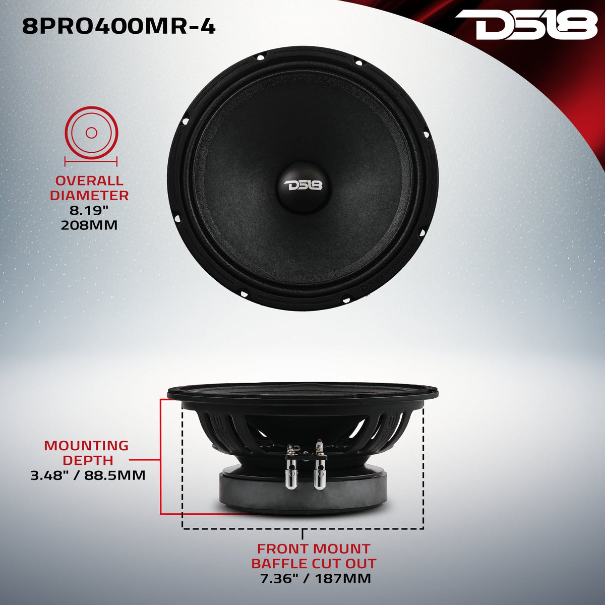 DS18 8PRO400MR-4 dimensions diagram