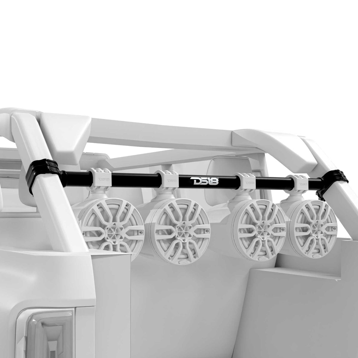 DS18 BRO-TUBE/BK with tower speakers, back side view