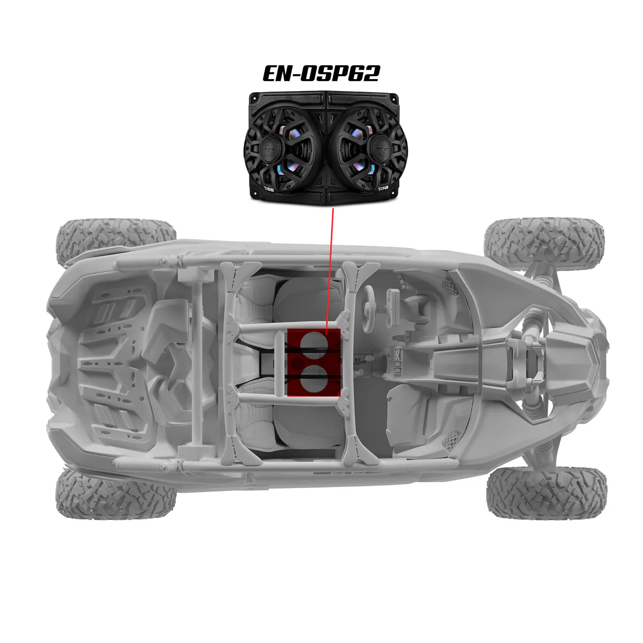 CAN-AM Overhead Enclosure With Amplifier and Installation Kit - Loaded with 2x 6.5" 2-Way Marine Speakers With Digital LED Lights