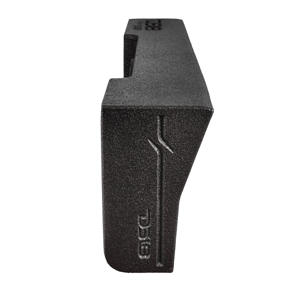 DS18 EBM-DFPFORDDLX-2X10 enclosure end profile showing its tapered, contoured shape