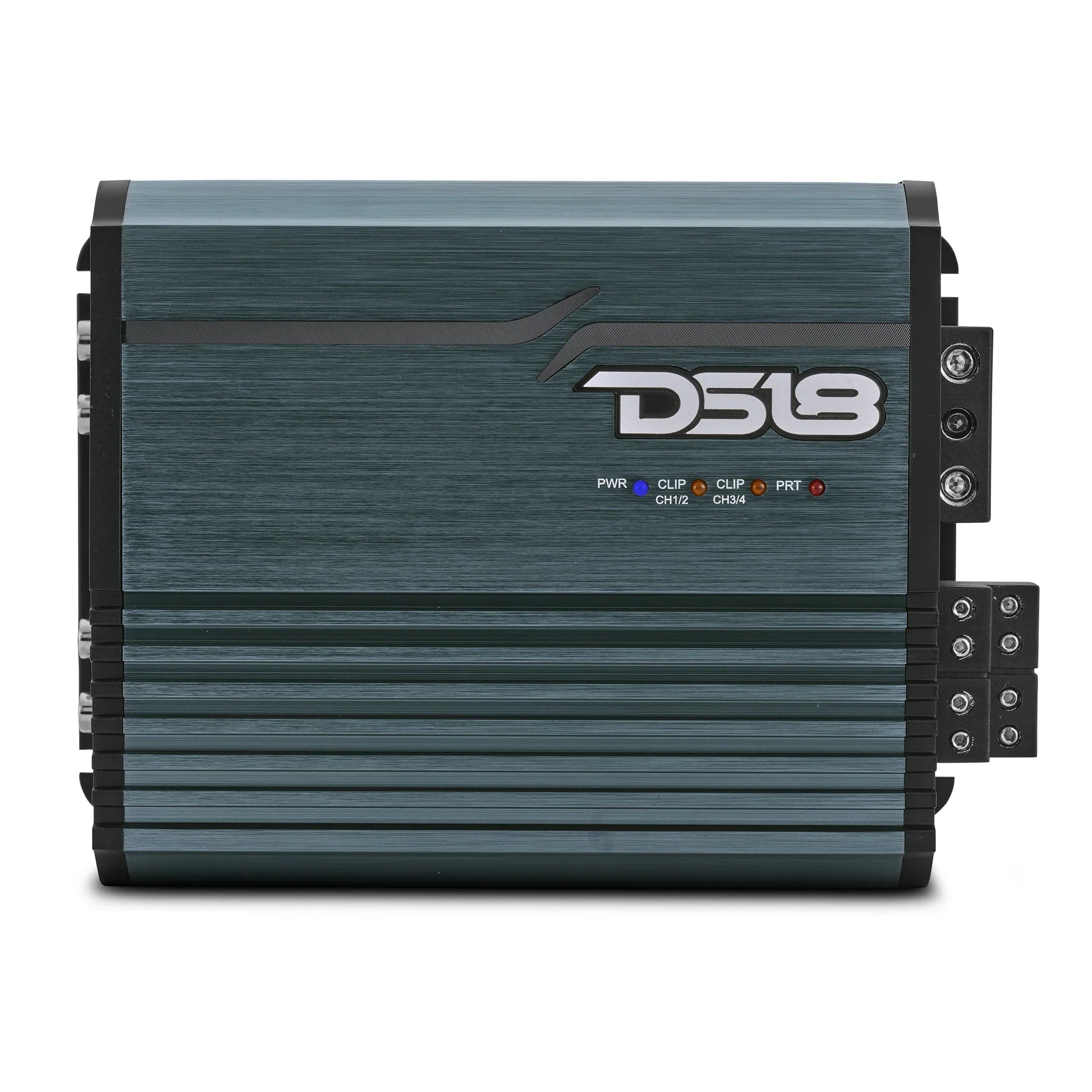 DS18 FRP-1.2K4 compact 4-channel full-range Class-D amplifier, titanium finish