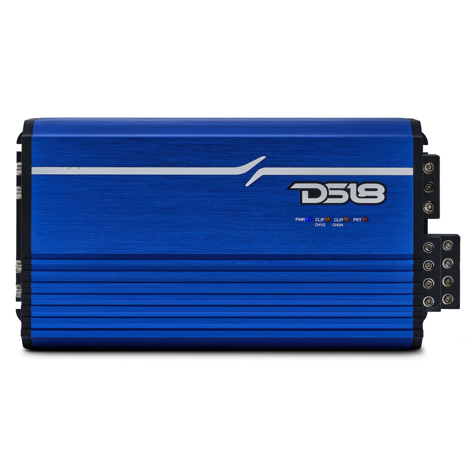 DS18 FRP-2.4K4 compact 4-channel full-range Class-D amplifier, blue finish