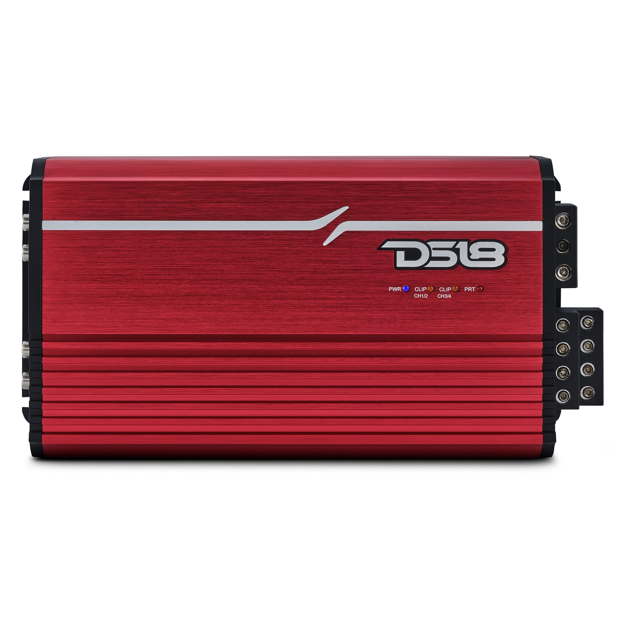 DS18 FRP-2.4K4 compact 4-channel full-range Class-D amplifier, red finish