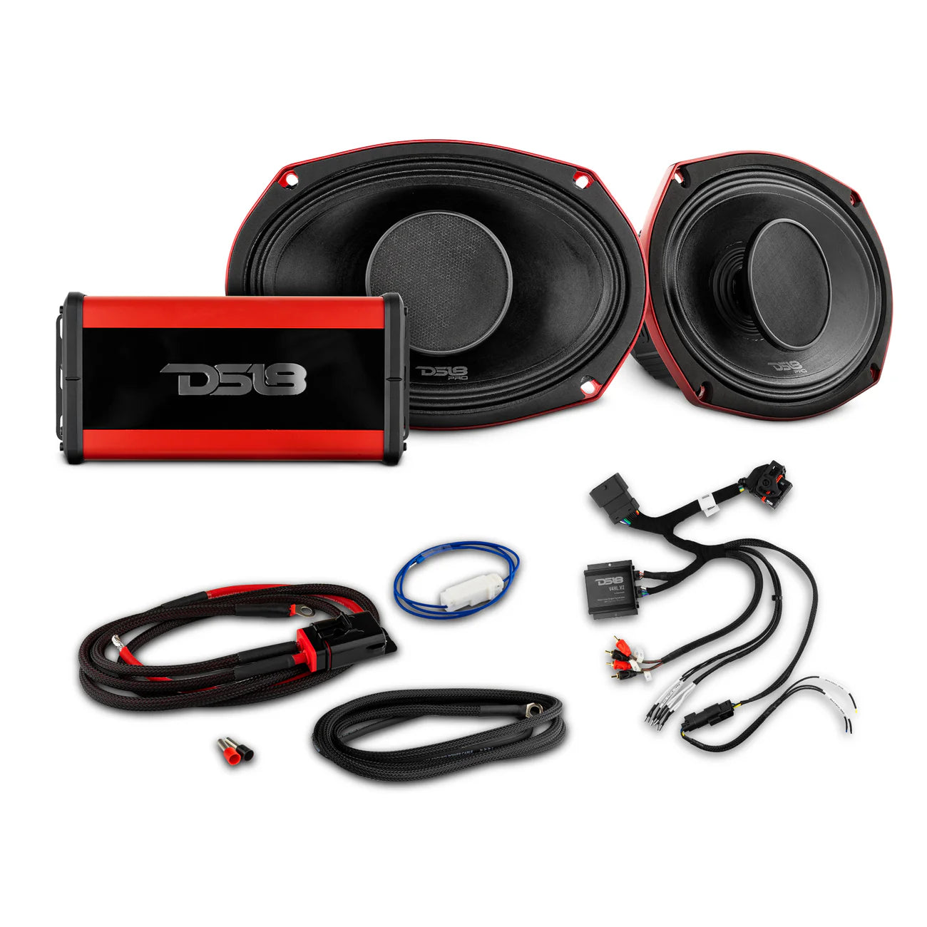 2014-Up Harley-Davidson Street Glide or Road Glide Rear Upgrade Package - 2x PRO Mid-Range w/ Driver | 1x Marine Amp