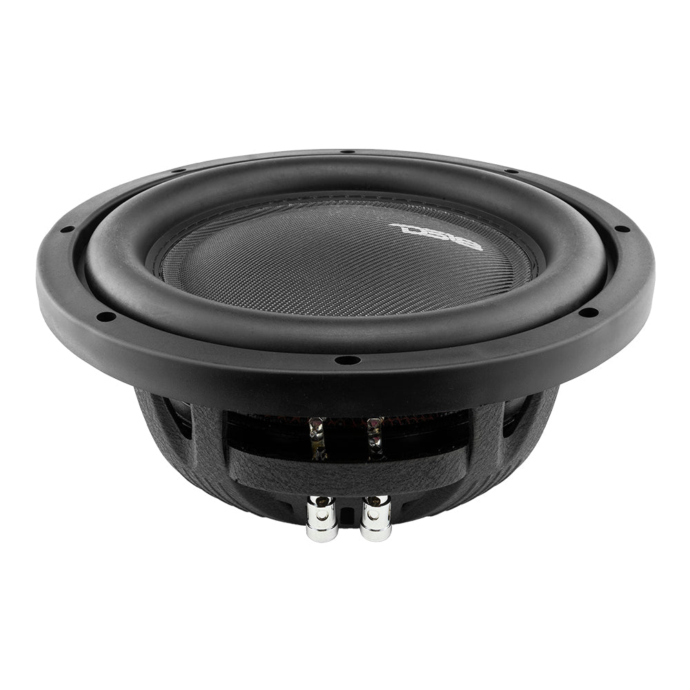 DS18 IXS10 shallow-mount subwoofer front three-quarter view