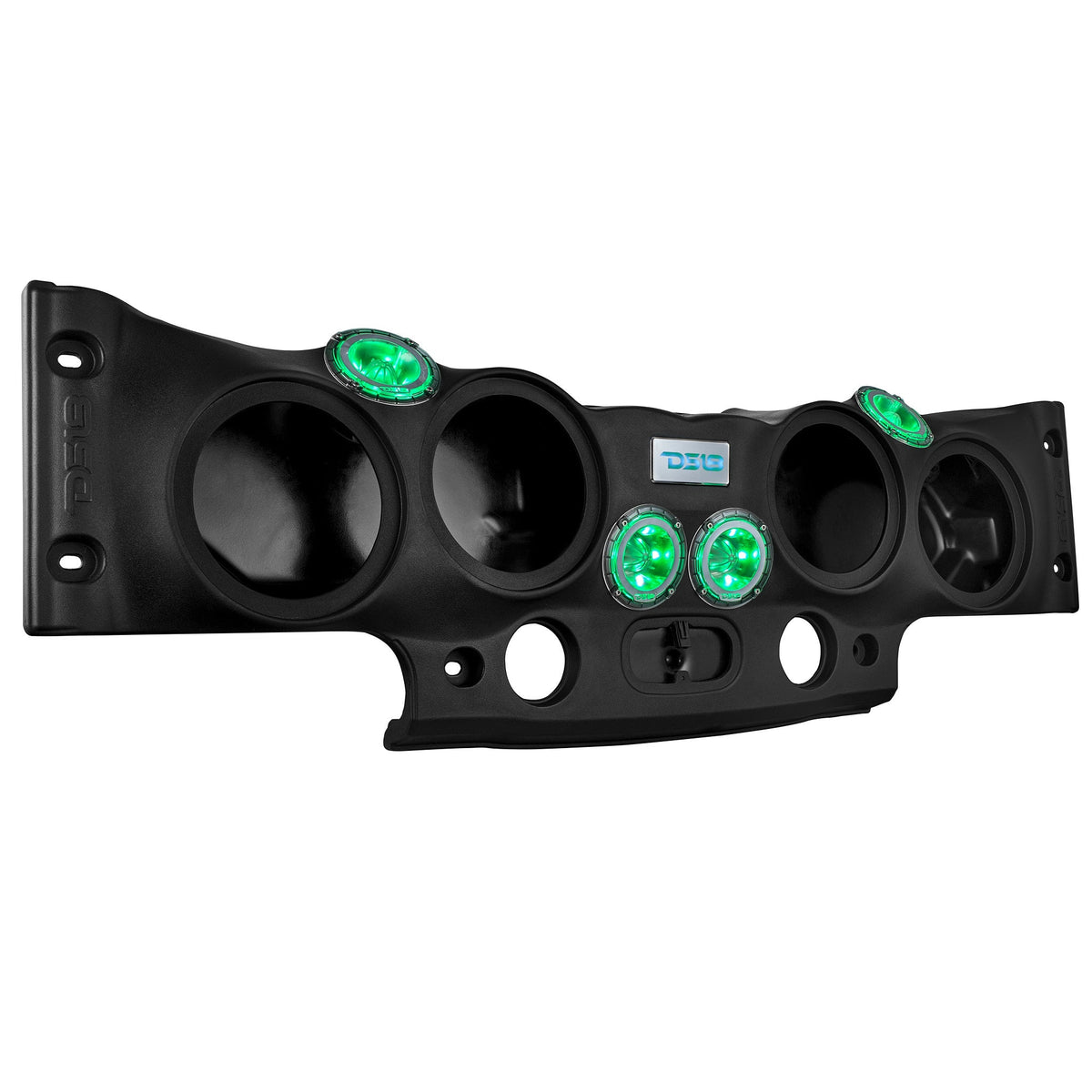 DS18 JK-SBAR.HT sound bar right angle view with RGB lighting (black shown)
