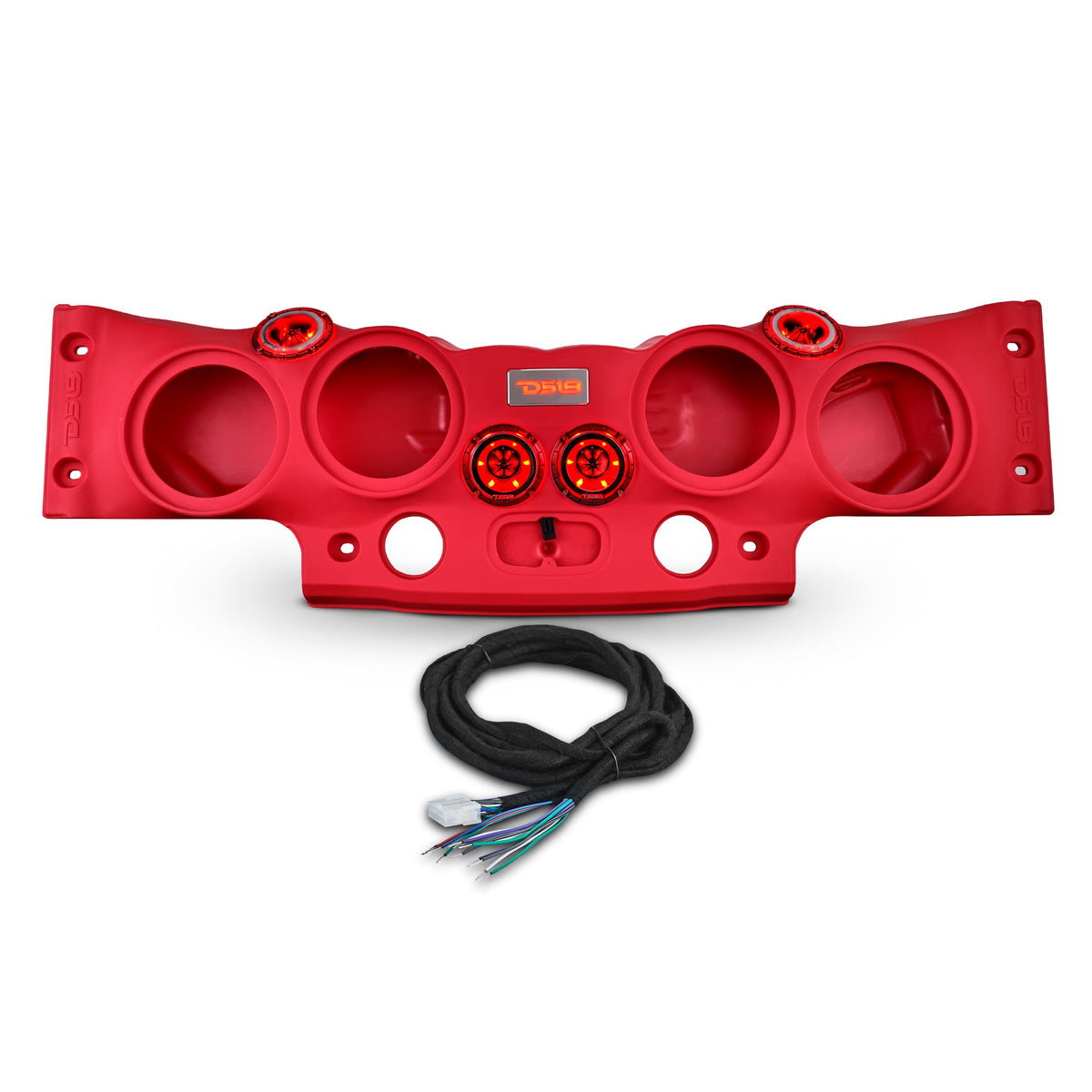 DS18 JK-SBAR/RD.HT overhead sound bar system in red for Jeep Wrangler JK/JKU hard top