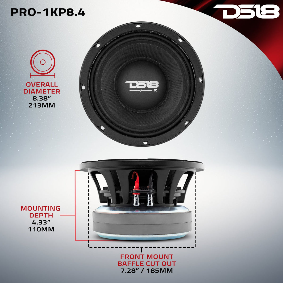 DS18 PRO-1KP8 PANCADÃO 8" mid-bass loudspeaker, alternate view