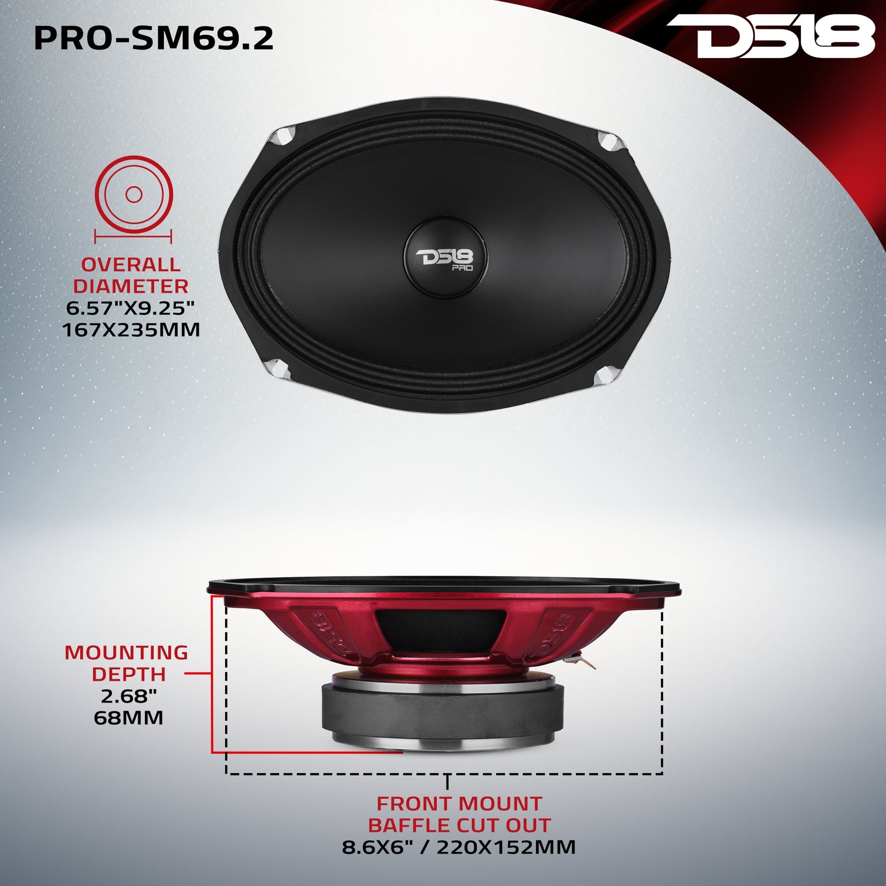 DS18 PRO-SM69.2 dimensions diagram