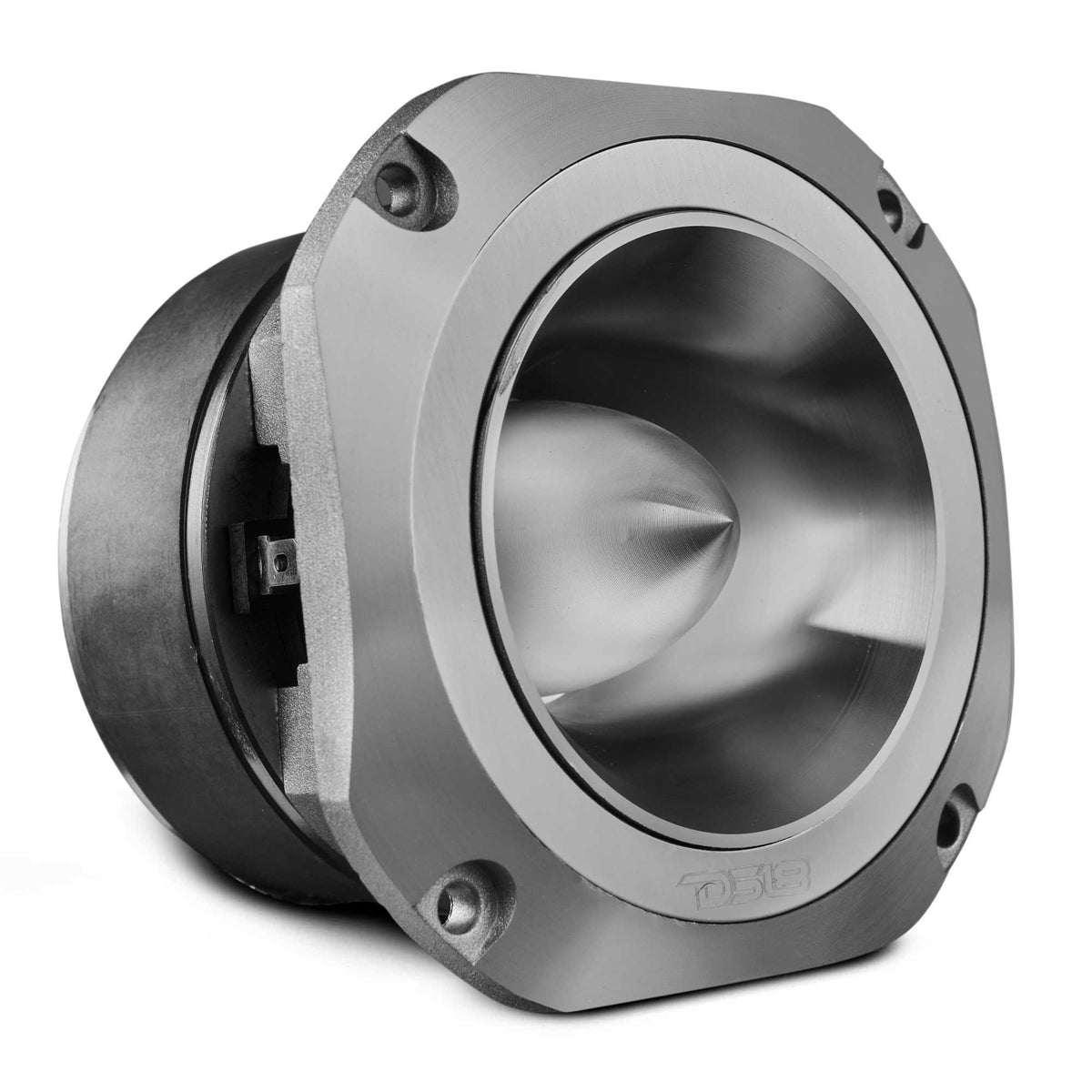 DS18 PRO-TW750C-8 super bullet tweeter in silver, angled view