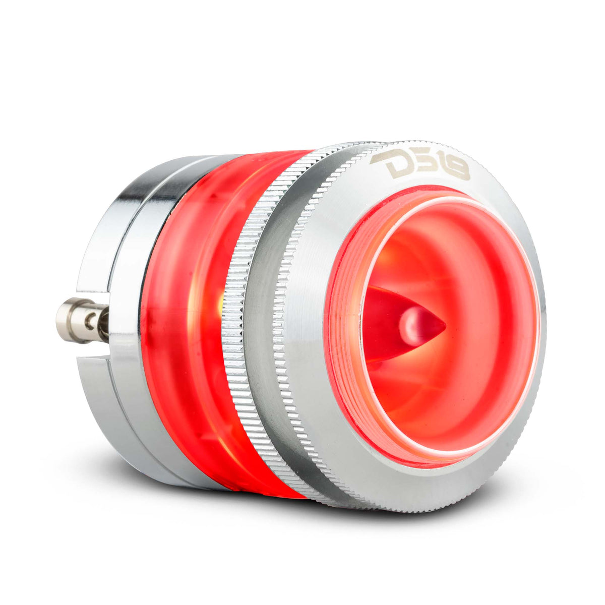 DS18 PRO-TW7L 2.3" neodymium super bullet tweeter with RGB LED lit red, main view