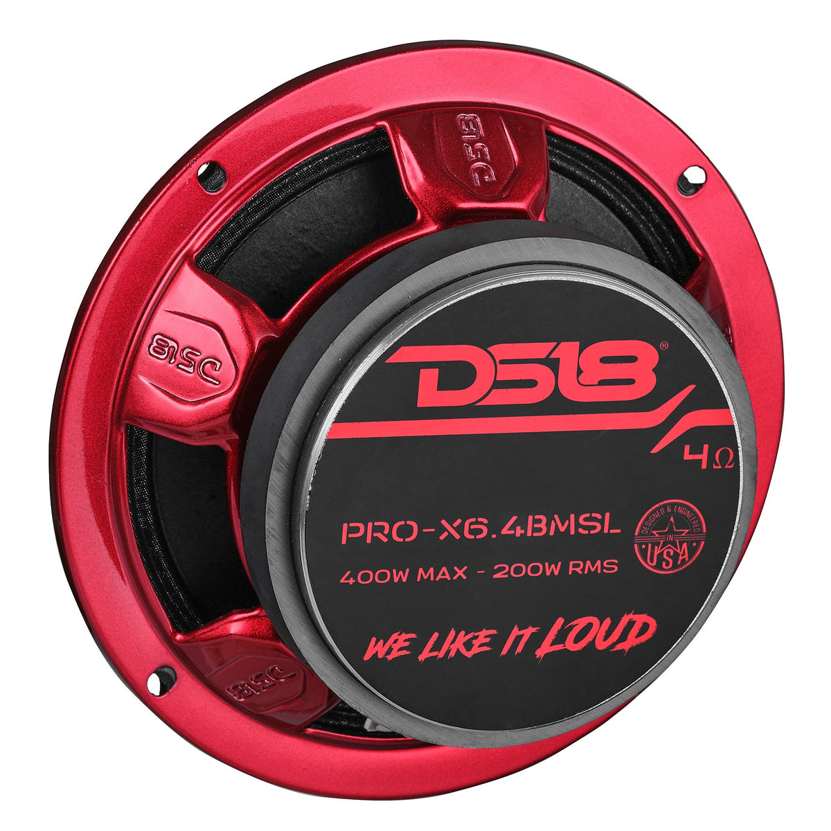 DS18 PRO-X6.4BMSL rear view showing ferrite magnet and basket