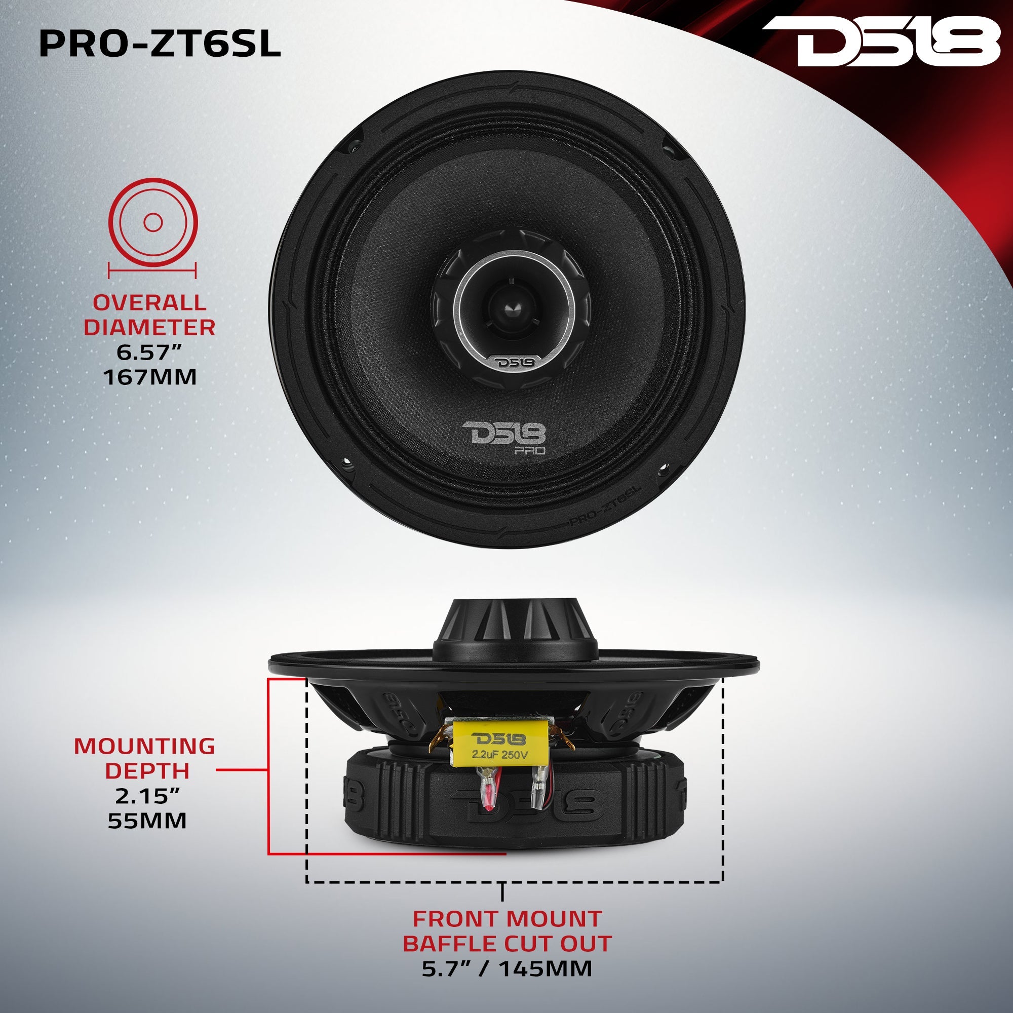DS18 PRO-ZT6SL dimensions diagram