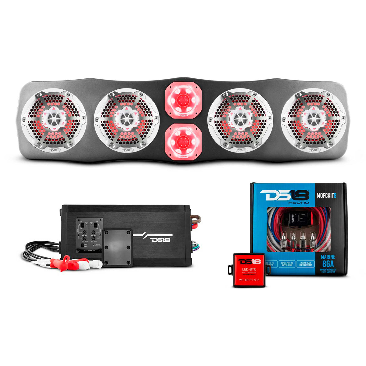 DS18 RCBAR46-37-RZRPKG Polaris RZR soundbar package — white metal grille speakers