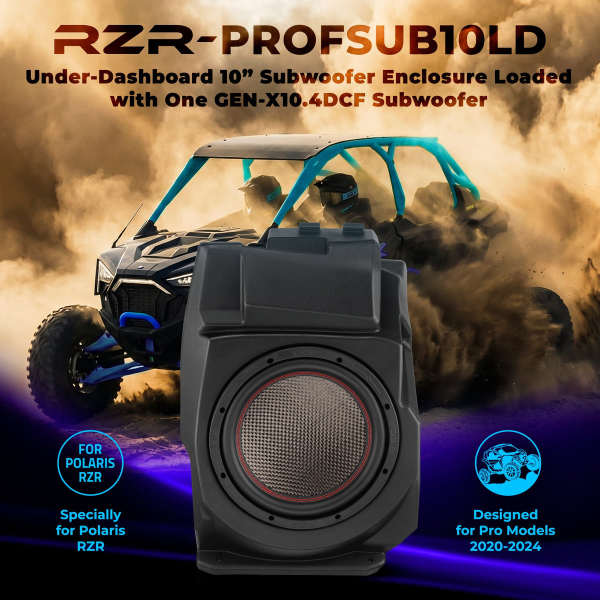 DS18 RZR-PROFSUB10LD loaded subwoofer enclosure profile info 1