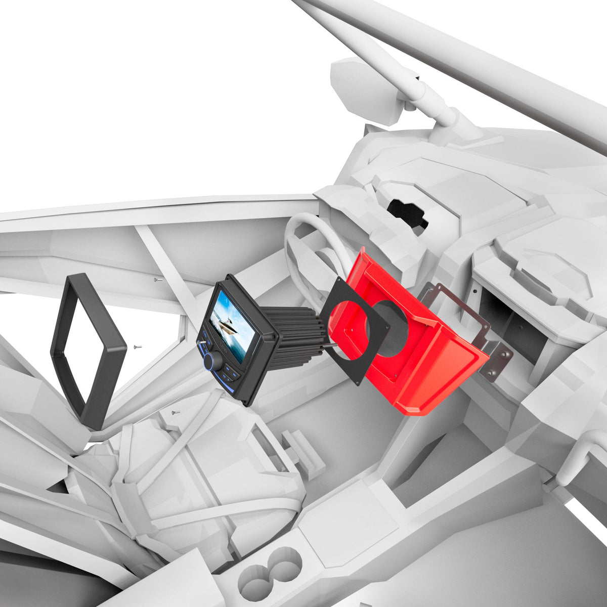 DS18 RZR-PRODASHUP upper dash kit installed in Polaris RZR-PRO