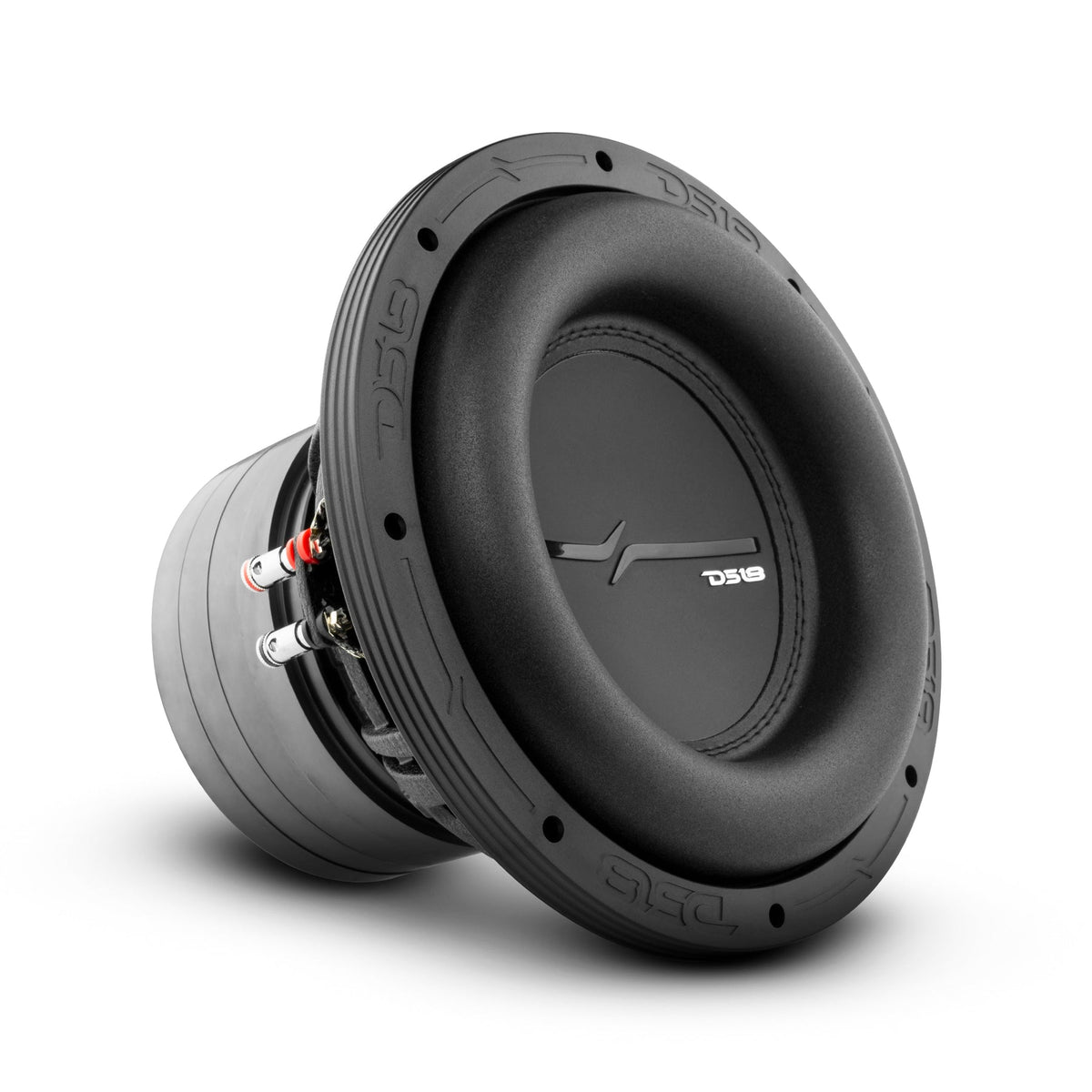 DS18 ZXI10 10-inch high-excursion subwoofer with quad stacked ferrite magnets, black sandblasted aluminum basket