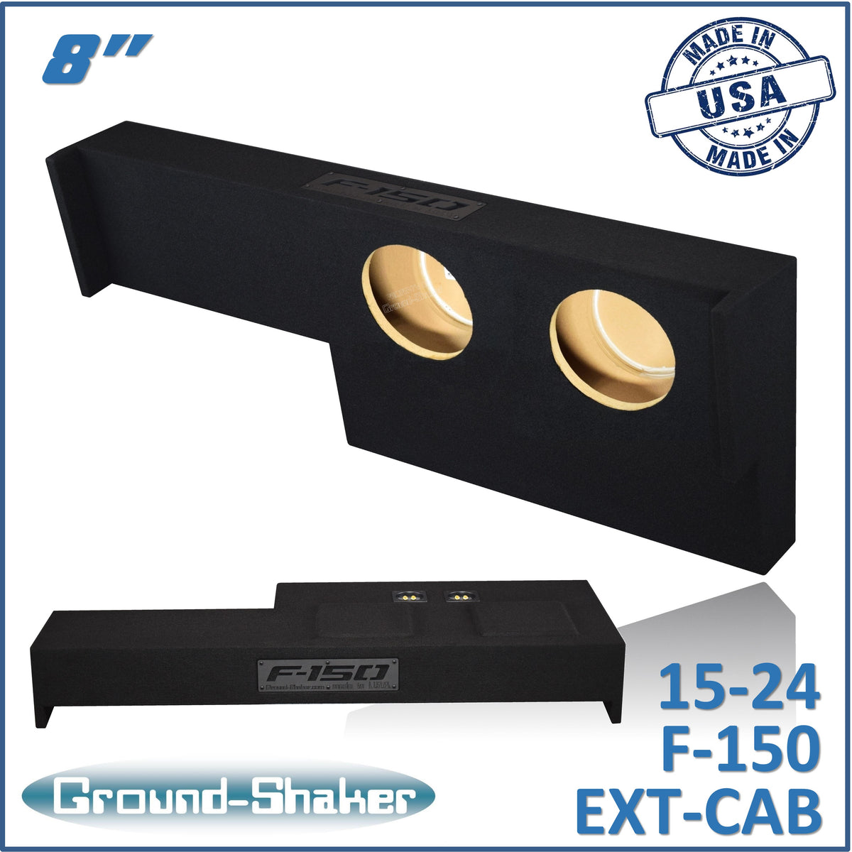 Ground Shaker GS-AF15028B dual 8 inch sealed subwoofer enclosure for 15-24 Ford F-150 Ext Cab
