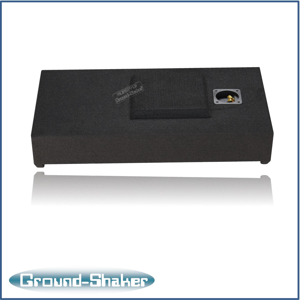 Ground Shaker GS-DF15018B single 8 inch sealed sub box for 09-26 Ford F-150 Crew Cab, carpet finish detail
