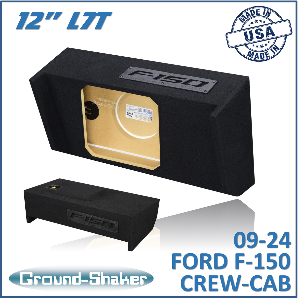 Ground Shaker GS-DF150L7T112B single 12 inch sealed L7T sub box for 2009-2026 Ford F-150 Crew Cab