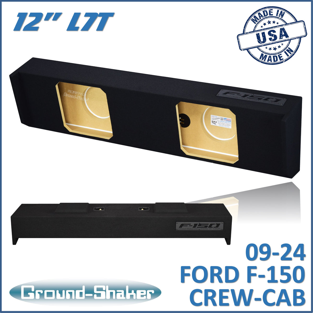 Ground Shaker GS-DF150L7T212B dual 12 inch sealed L7T subwoofer enclosure for 09-26 Ford F-150 Crew Cab