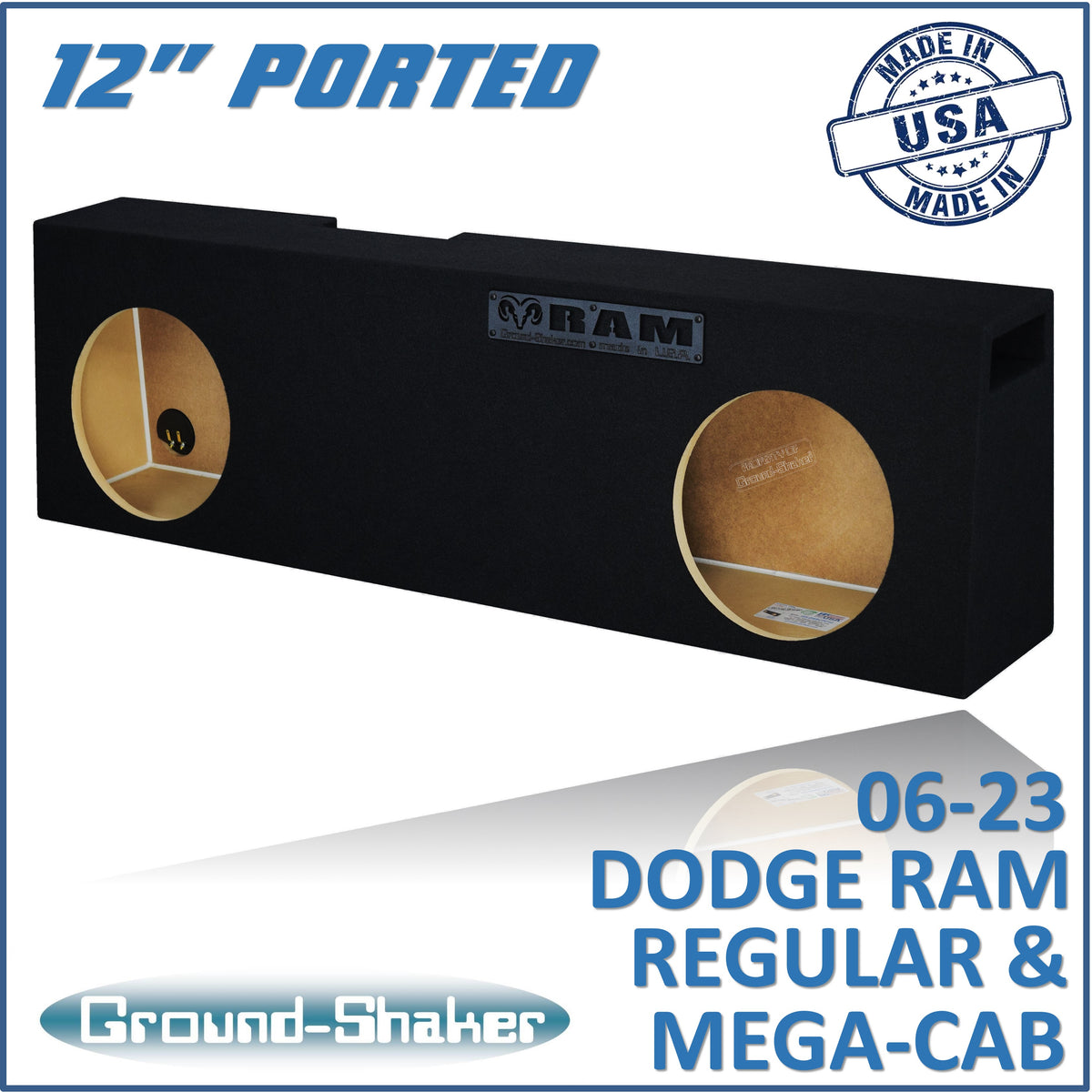 Ground Shaker GS-DRSCP212B subwoofer enclosure for Fits 06–26 Dodge Ram Mega Cab