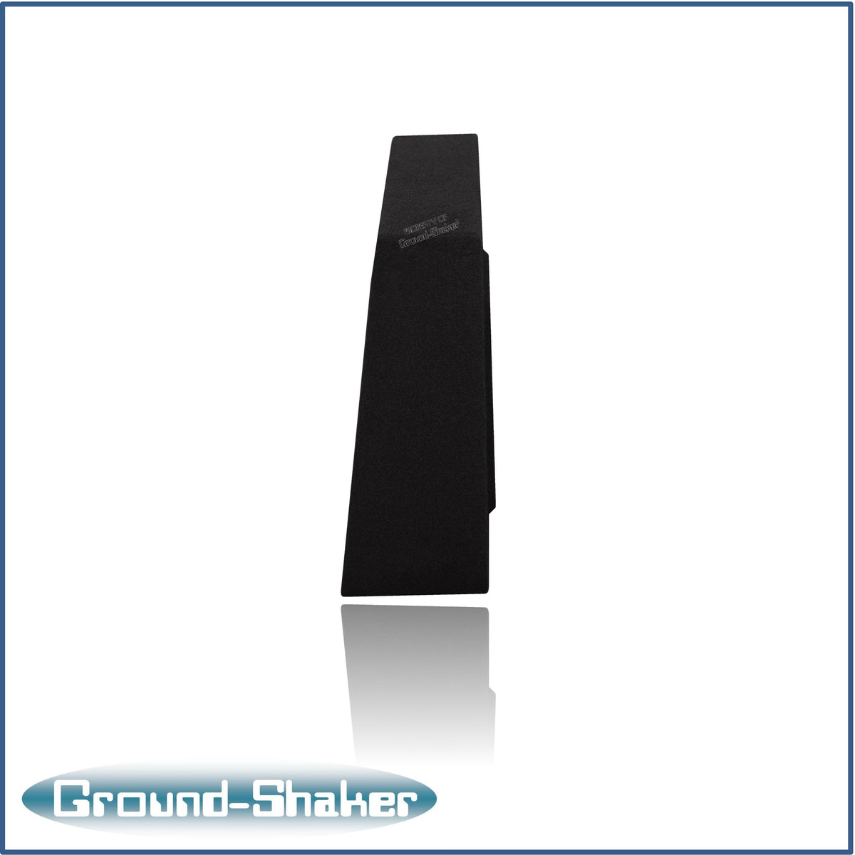 Ground Shaker GS-F250KK18B single 8 inch square-cutout sub box for 99-07 Ford F-250 Crew Cab, angle view