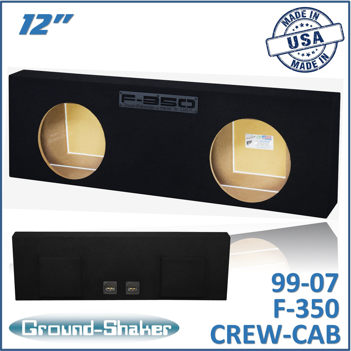 Ground Shaker dual 12 inch sealed sub box for 99-07 Ford F-350 Crew Cab, front view