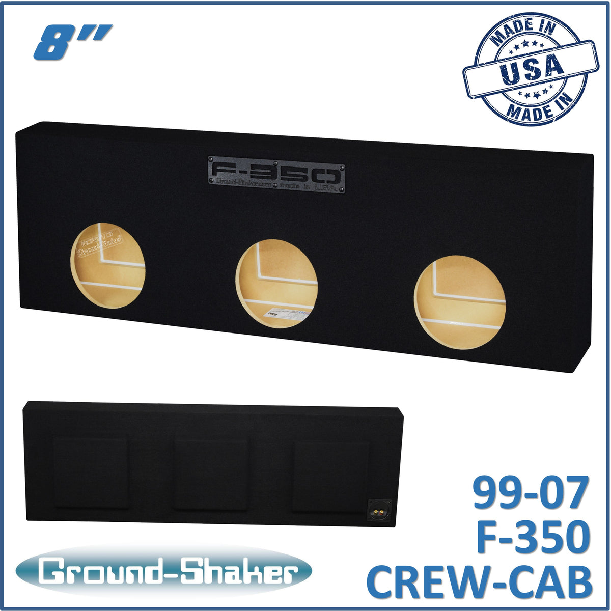 Ground Shaker GS-F35038B triple 8-inch sealed sub box for 99–07 Ford F-350 Crew Cab, front view