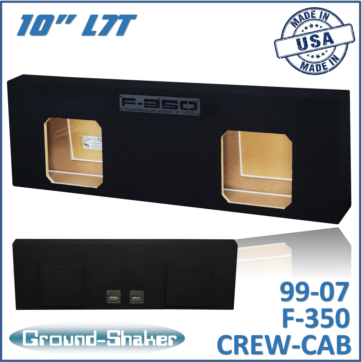 Ground Shaker GS-F350L7T210B dual 10-inch sealed L7T sub box for 99–07 Ford F-350 Crew Cab, front view