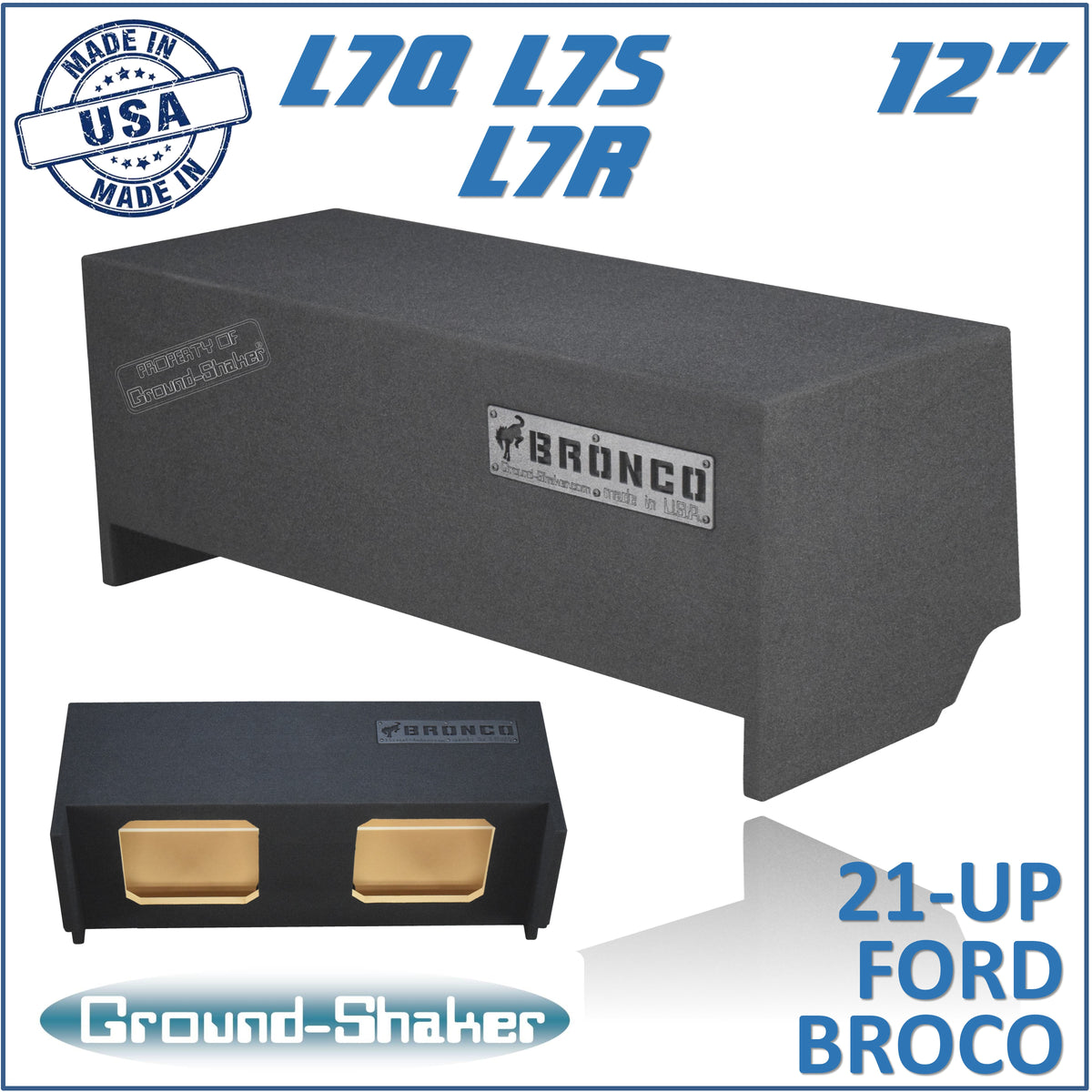 Ground Shaker GS-FBKK212B dual 12 inch sealed Solobaric sub box for 2021-2026 Ford Bronco