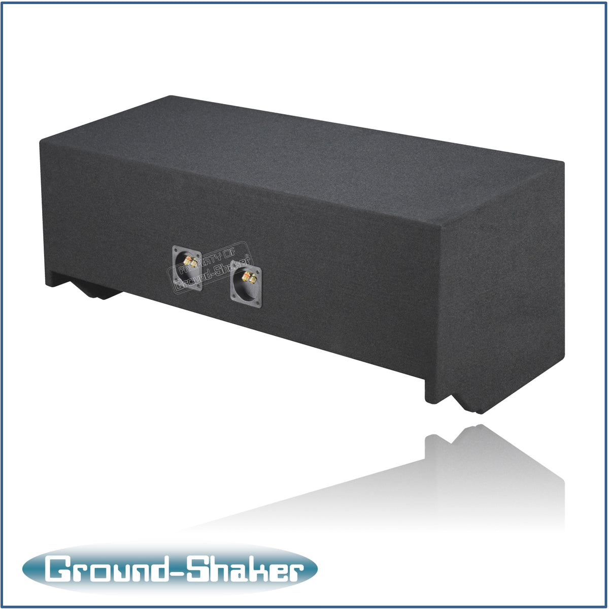 Ground Shaker GS-FBKK212B carpeted sealed enclosure, three-quarter view showing the terminal panel