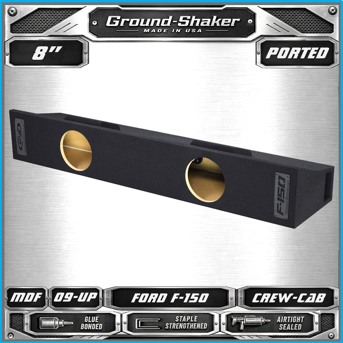 Ground Shaker GS-FF150P28B dual 8 inch ported subwoofer enclosure for 09-26 Ford F-150 Crew Cab