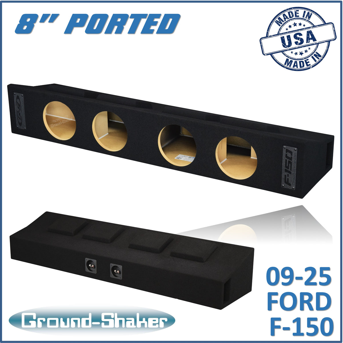 Ground Shaker GS-FF150P48B quad 8 inch ported subwoofer enclosure for 09-26 Ford F-150 Crew Cab