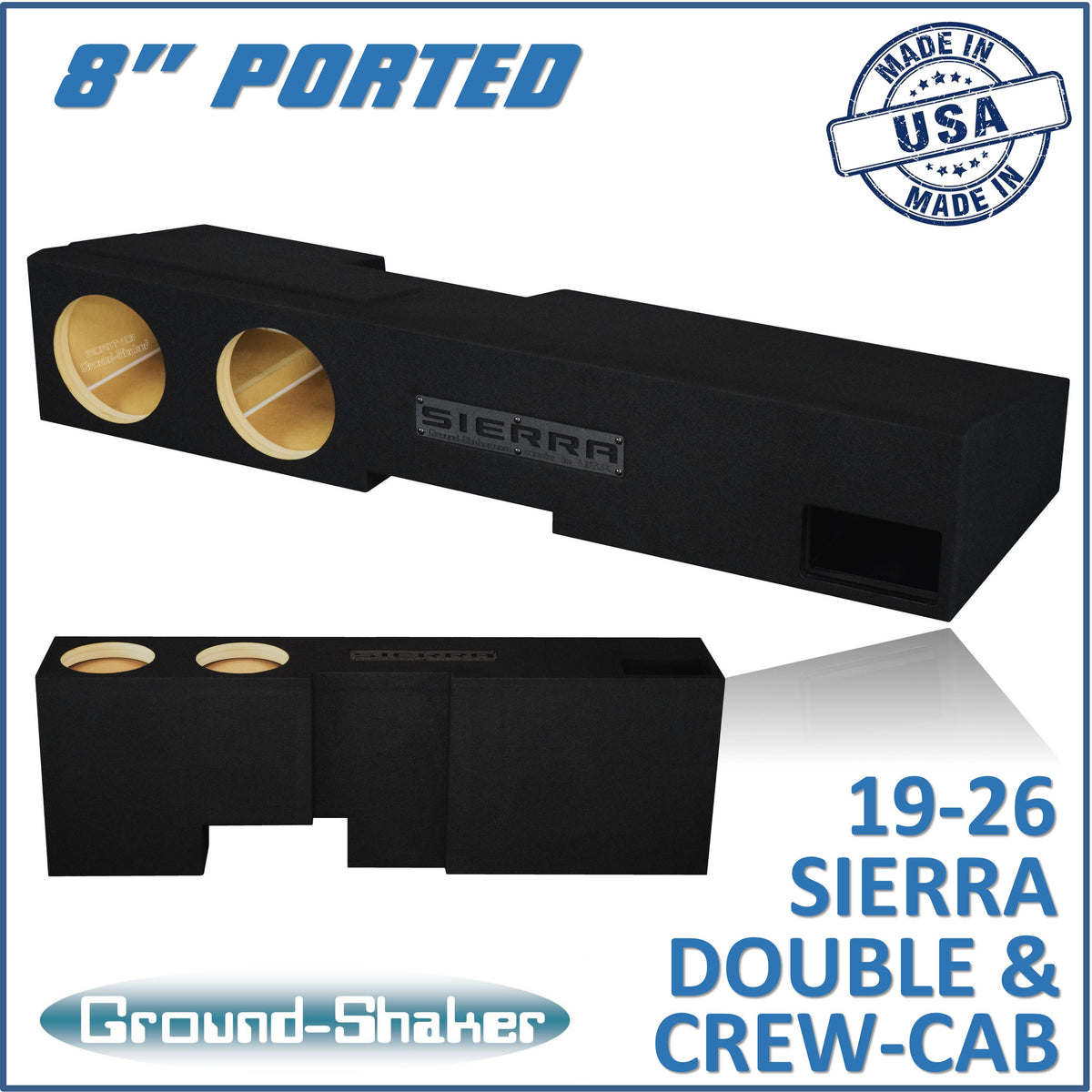Ground Shaker GS-FLGMP28B subwoofer enclosure for Fits 19–26 GMC Sierra Crew Cab