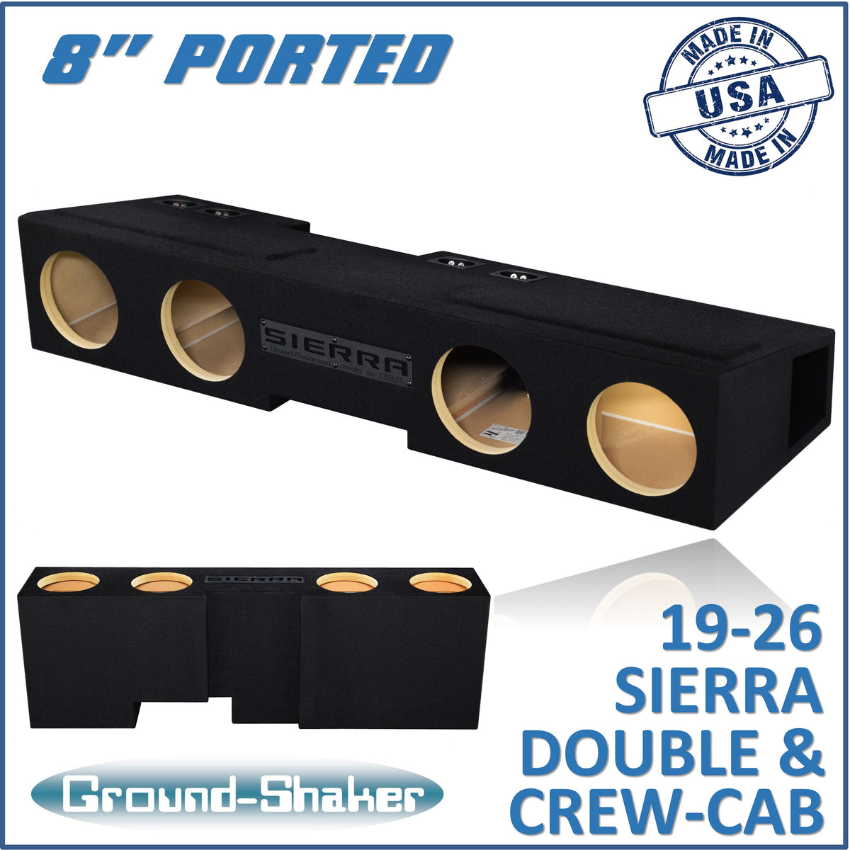 Ground Shaker GS-FLGMP48B subwoofer enclosure for Fits 19–26 GMC Sierra Crew Cab