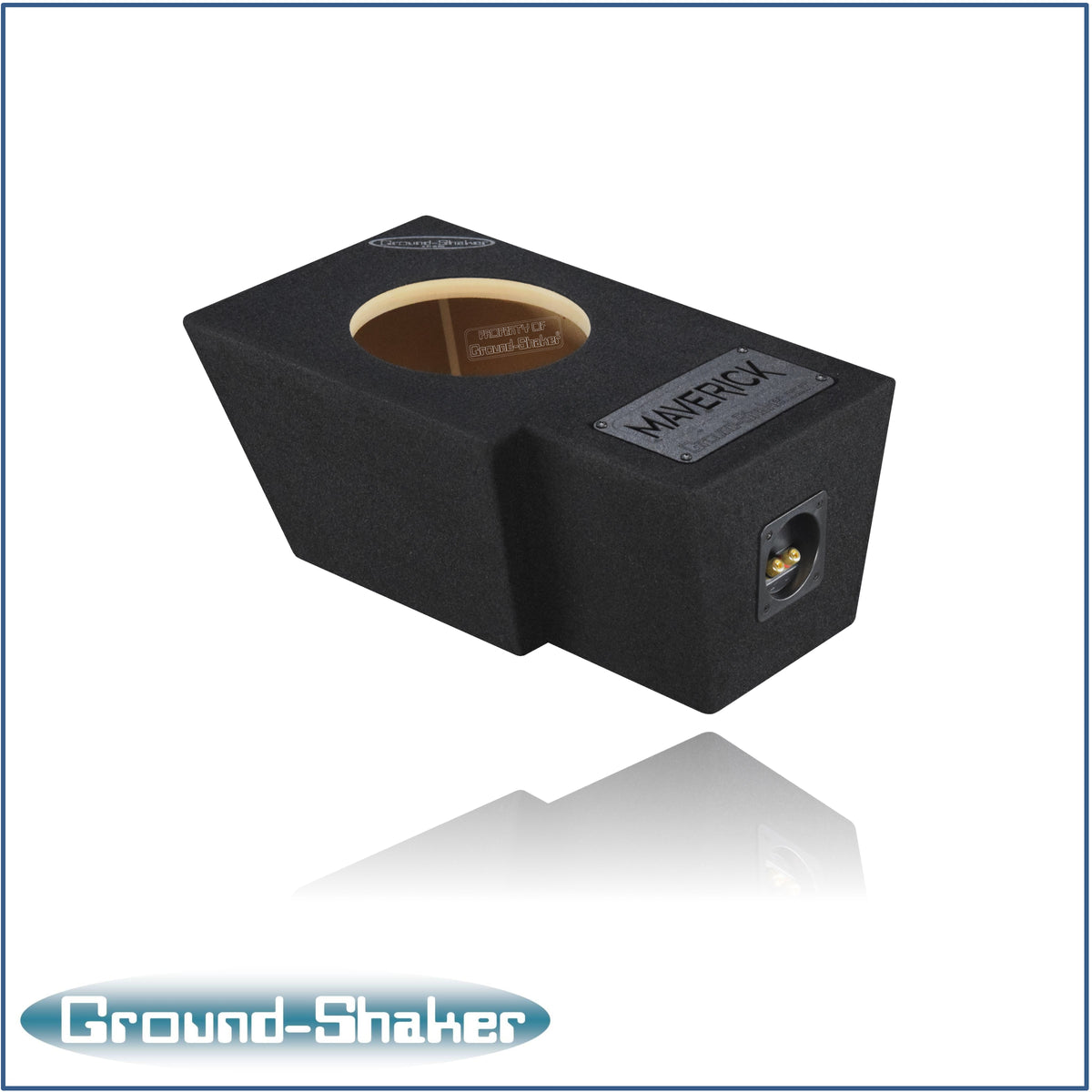 Ground Shaker single 8 inch sealed sub box for Ford Maverick driver side - side view