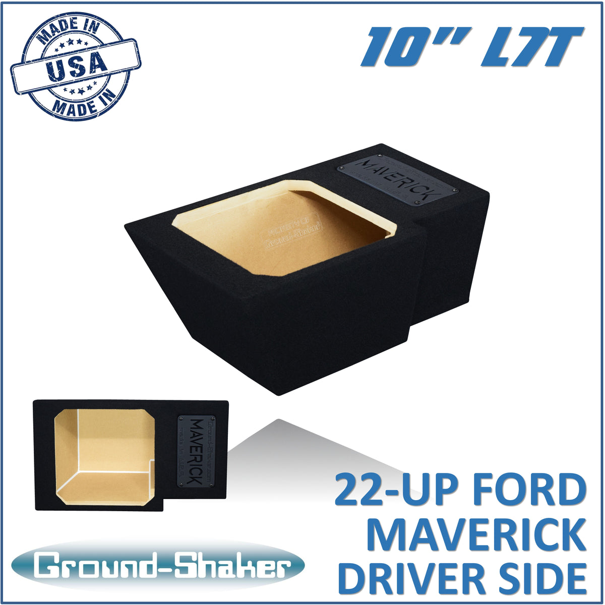 Ground Shaker GS-FMADL7T110B single 10 inch L7T sealed subwoofer box for 22-26 Ford Maverick driver side
