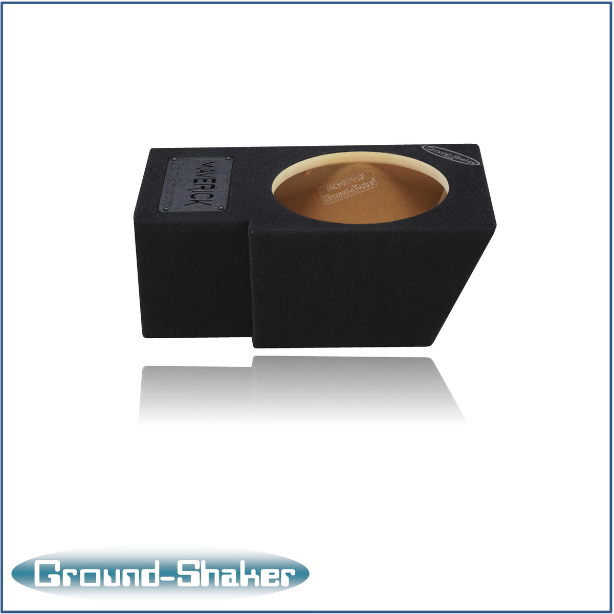 Ground Shaker single 10 inch sealed sub box for Ford Maverick passenger side - angle view