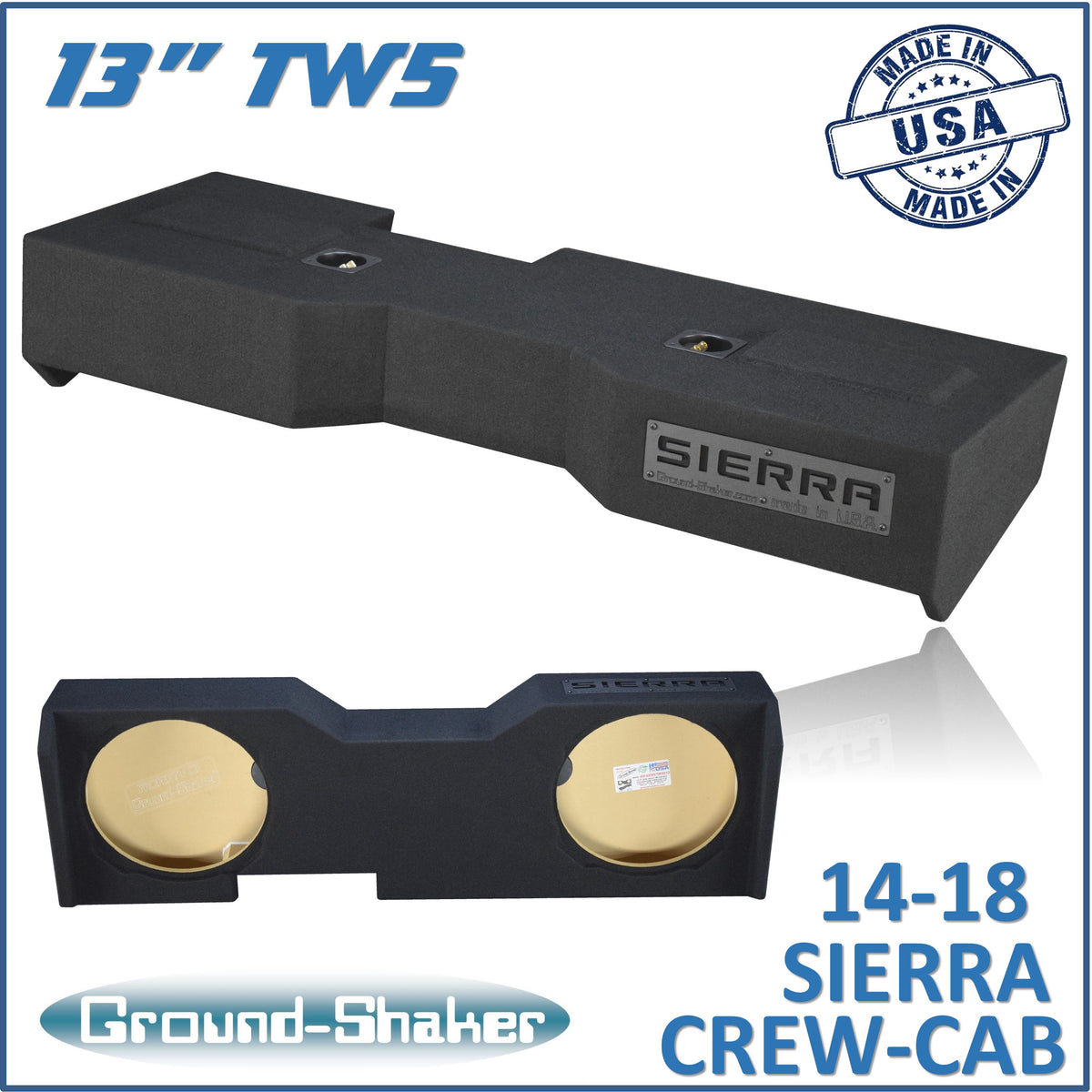 Ground Shaker GS-GMTW5213B subwoofer enclosure for Fits 14–18 GMC Sierra Crew Cab