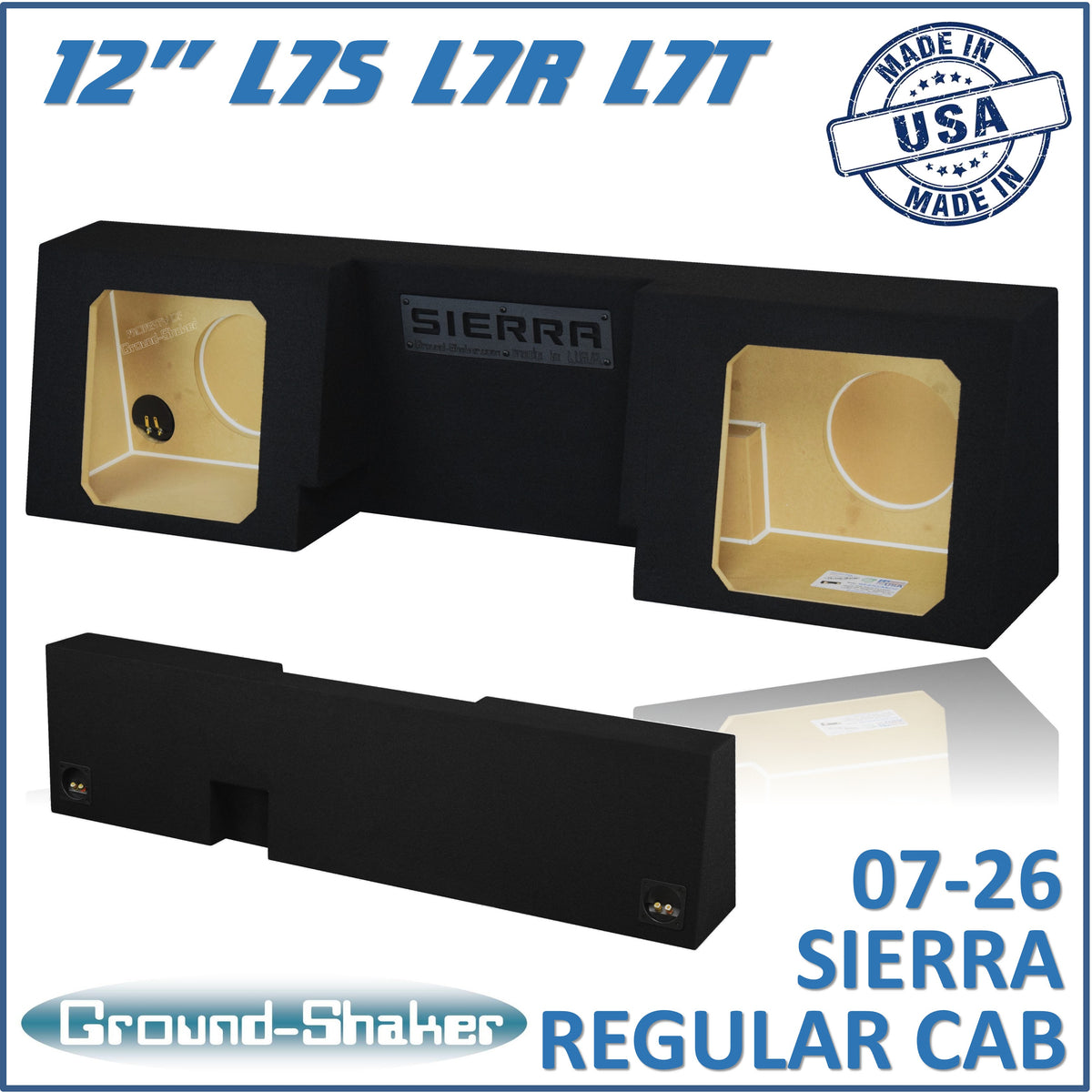 Ground Shaker GS-GSTCCKK212B subwoofer enclosure for Fits 07–26 GMC Sierra Regular Cab