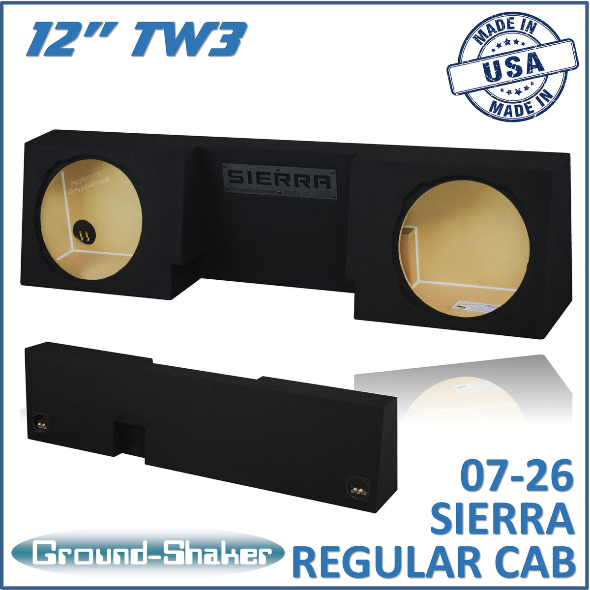 Ground Shaker GS-GSTCCTW3212B subwoofer enclosure for Fits 07–26 GMC Sierra Regular Cab