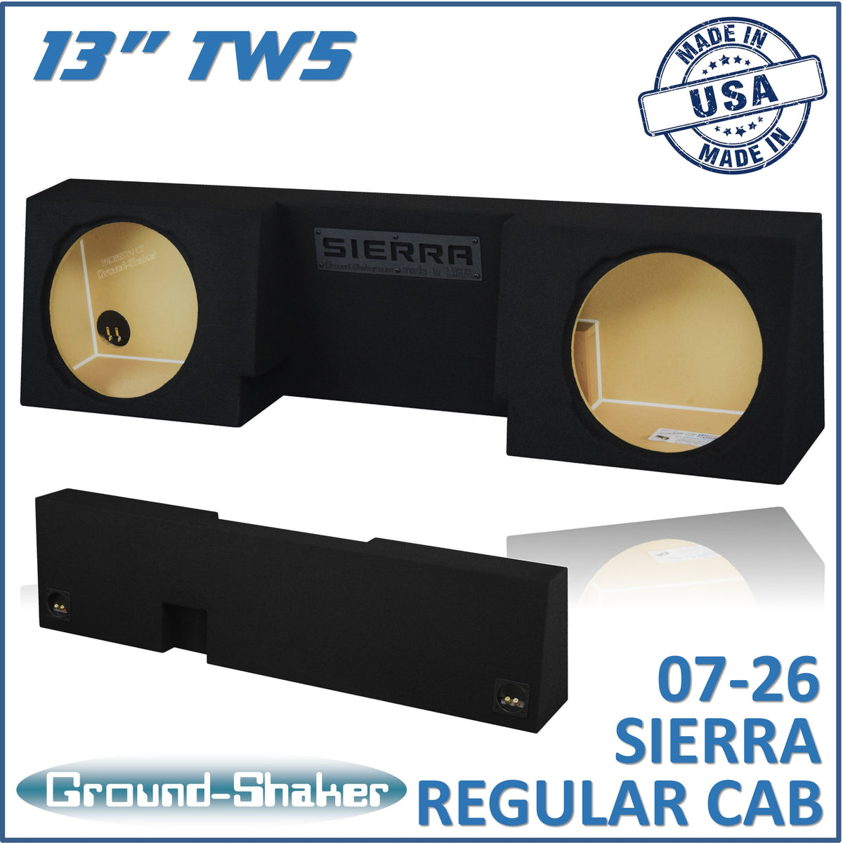 Ground Shaker GS-GSTCCTW5213B subwoofer enclosure for Fits 07–26 GMC Sierra Regular Cab