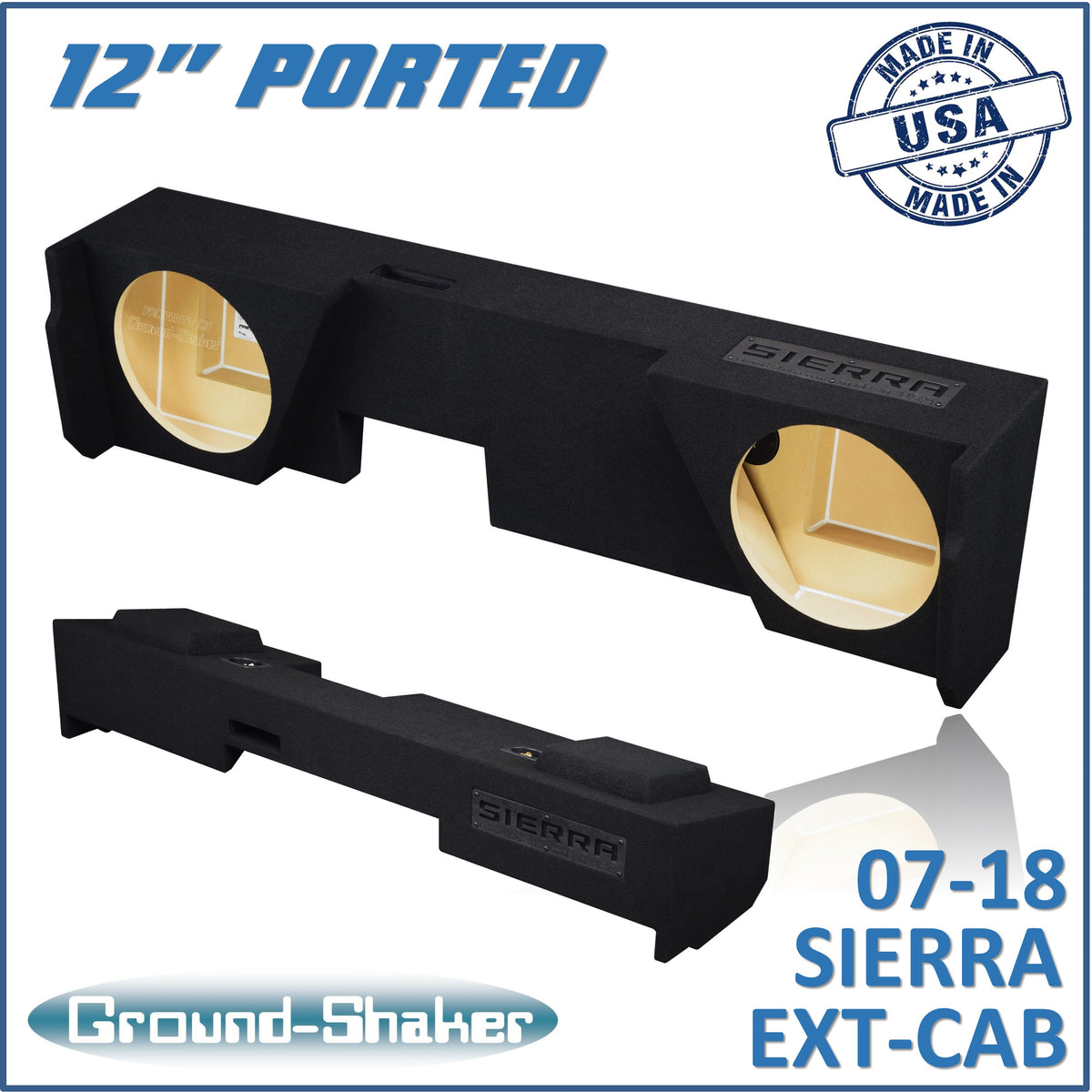 Ground Shaker GS-JGMP212B subwoofer enclosure for Fits 07–18 GMC Sierra Extended Cab
