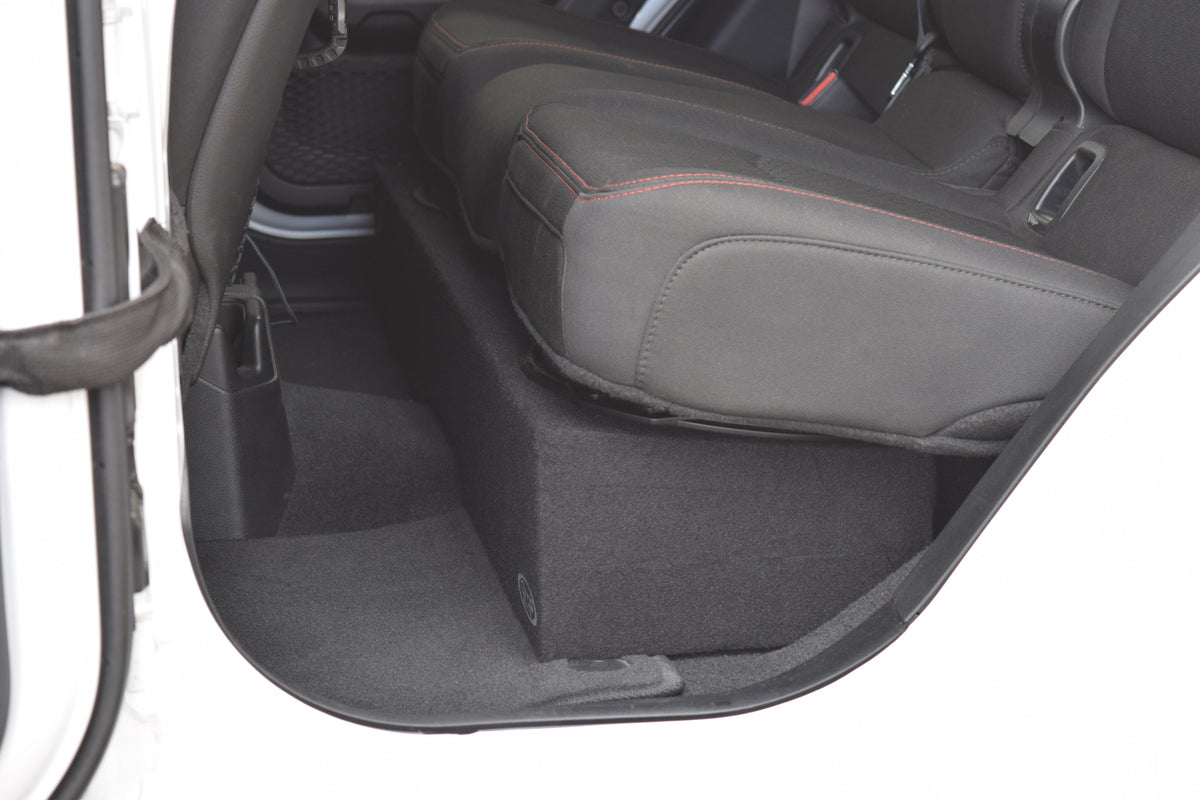 Ground Shaker GS-JPGTW3110B subwoofer enclosure shown installed in the vehicle