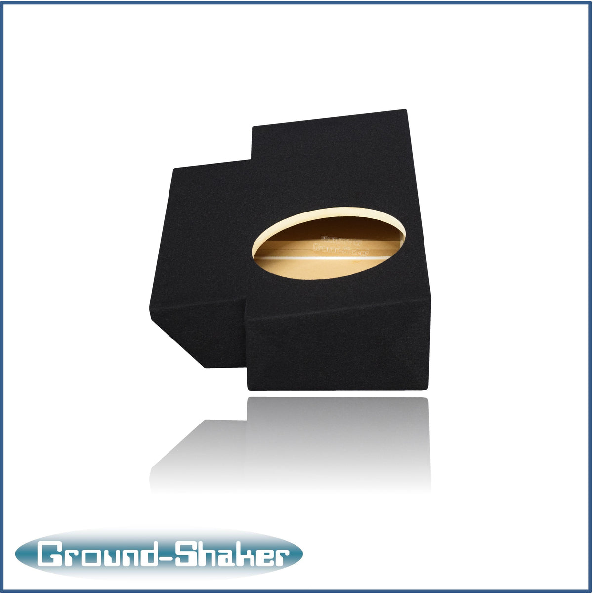 Ground Shaker GS-JPG110B carpeted subwoofer enclosure for the 2019–2026 Jeep Gladiator, alternate angle