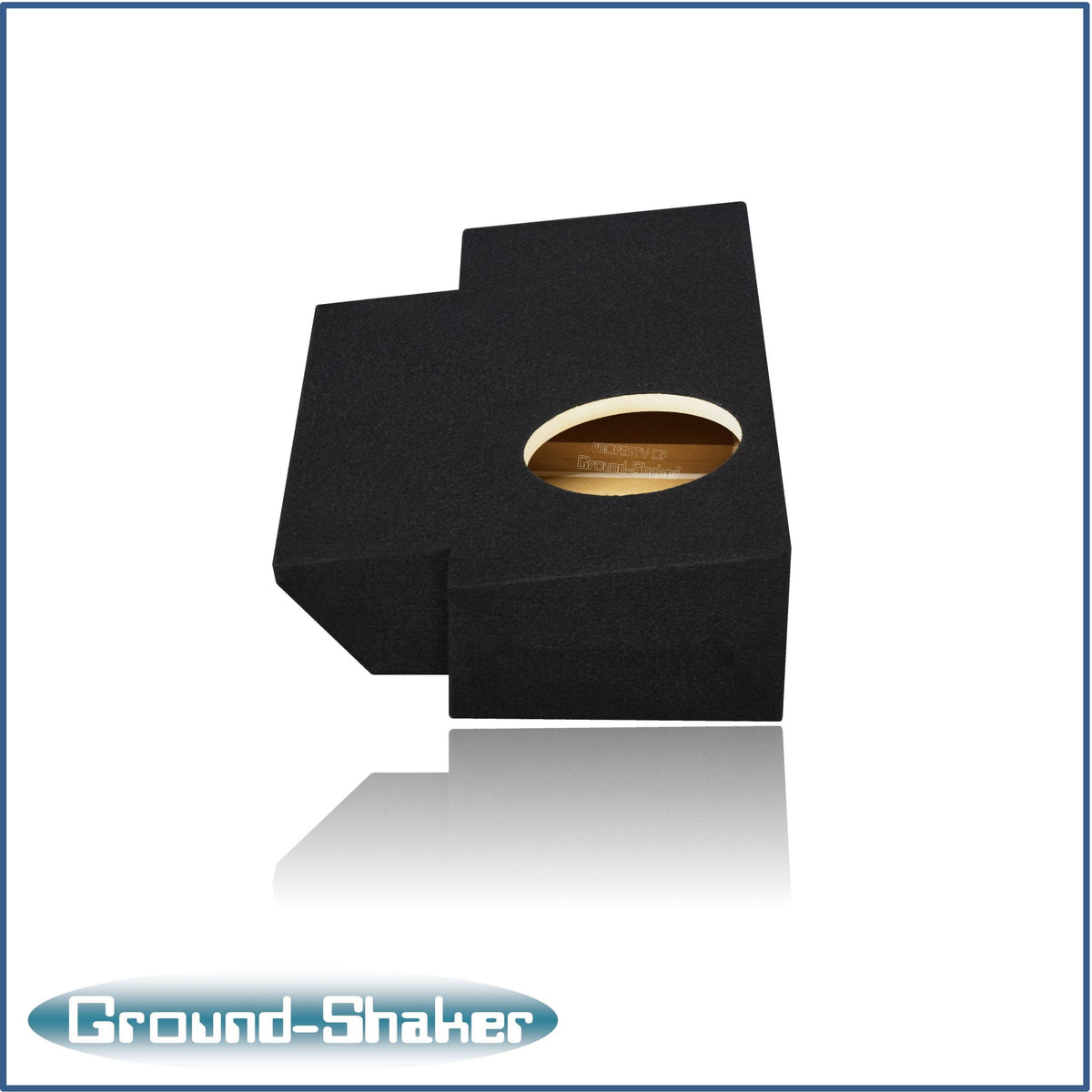 Ground Shaker GS-JPG18B carpeted subwoofer enclosure for the 2019–2026 Jeep Gladiator, alternate angle