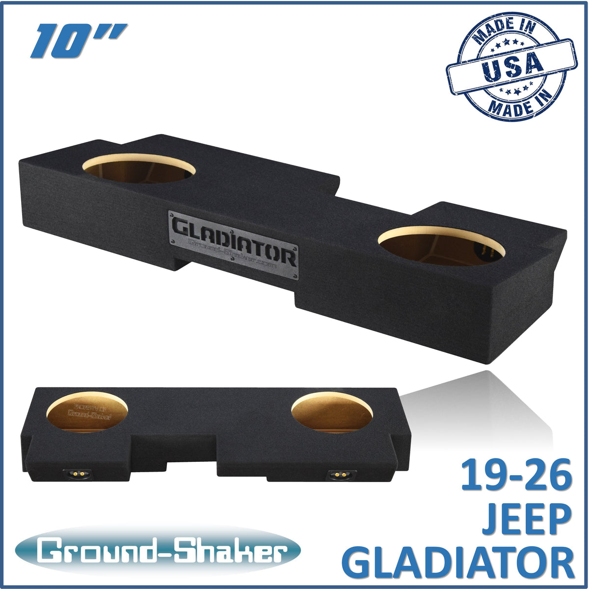 Ground Shaker GS-JPG210B carpeted subwoofer enclosure for the 2019–2026 Jeep Gladiator