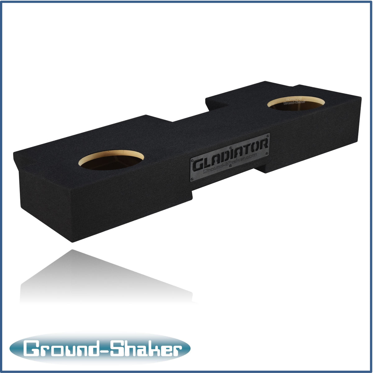 Ground Shaker GS-JPG28B carpeted subwoofer enclosure for the 2019–2026 Jeep Gladiator, alternate angle